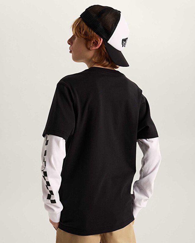 ÇOCUK LONG CHECK TWOFER TİŞÖRT (8-14 YAŞ) Black/White