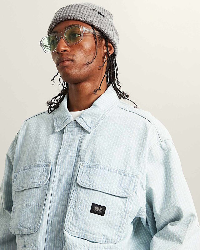 UMBER DENIM STRIPE CEKET Blue Ice Stripe