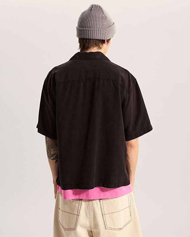 VAN DOREN TENCEL CHECK CAMP GÖMLEK Black