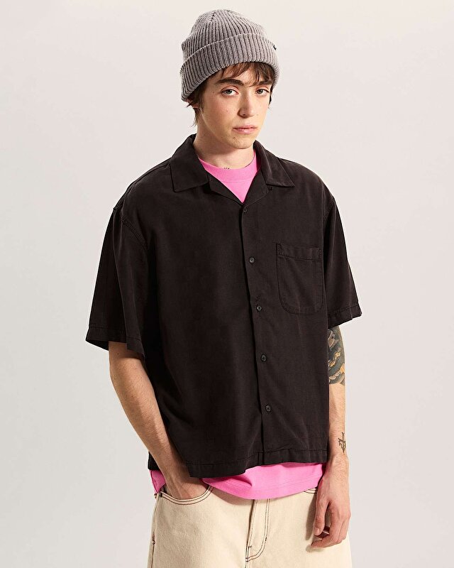 VAN DOREN TENCEL CHECK CAMP GÖMLEK Black