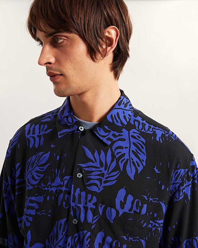 VAN DOREN PRINTED CAMP GÖMLEK Royal Cobalt