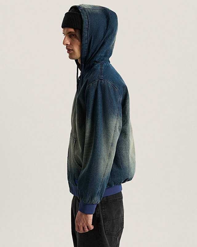 ELI WORKWEAR DENIM FERMUARLI CEKET Dirty Medium Indigo