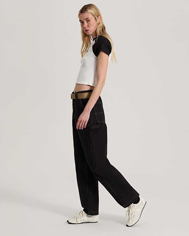 CHORE MID RISE STRAIGHT PANTOLON Black