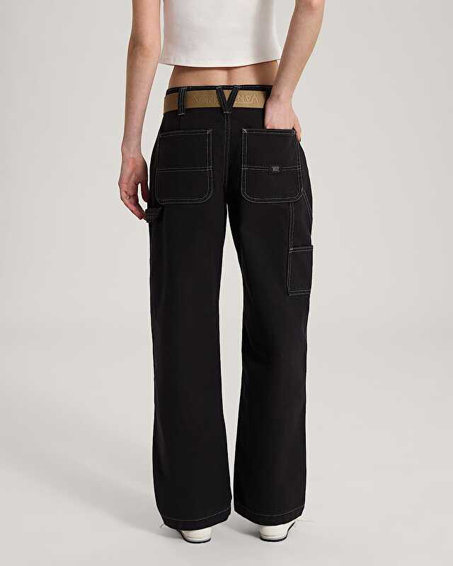 CHORE MID RISE STRAIGHT PANTOLON Black