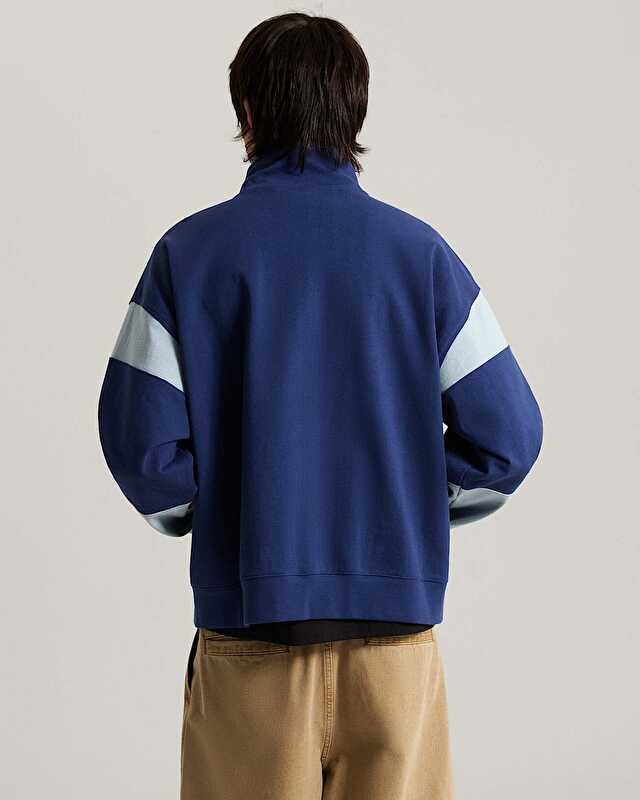 RETRO SPORT MOCK NECK FERMUARLI SWEATSHIRT True Navy