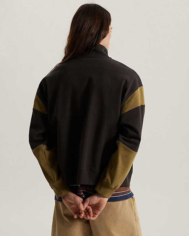 RETRO SPORT MOCK NECK FERMUARLI SWEATSHIRT Faded Black