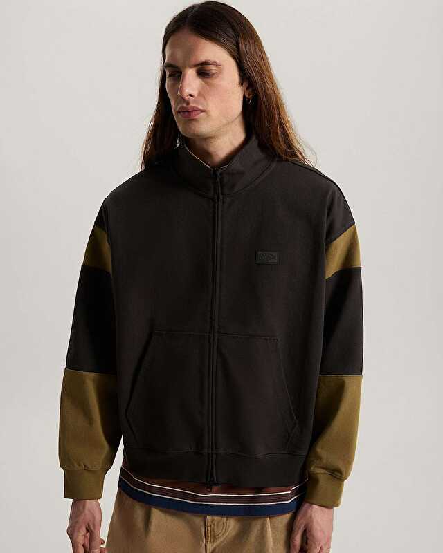 RETRO SPORT MOCK NECK FERMUARLI SWEATSHIRT Faded Black