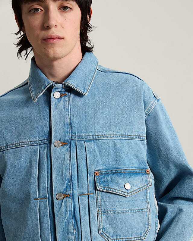 CHECK 5 DENIM TRUCKER CEKET Light Stonewash