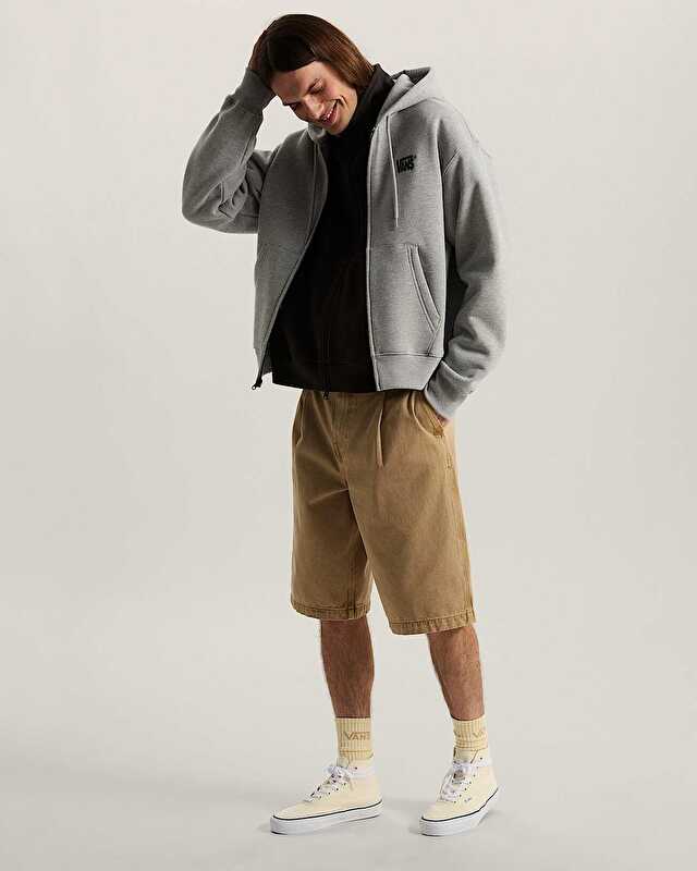 STRETCH LOGO FERMUARLU SWEATSHIRT Cement Heather