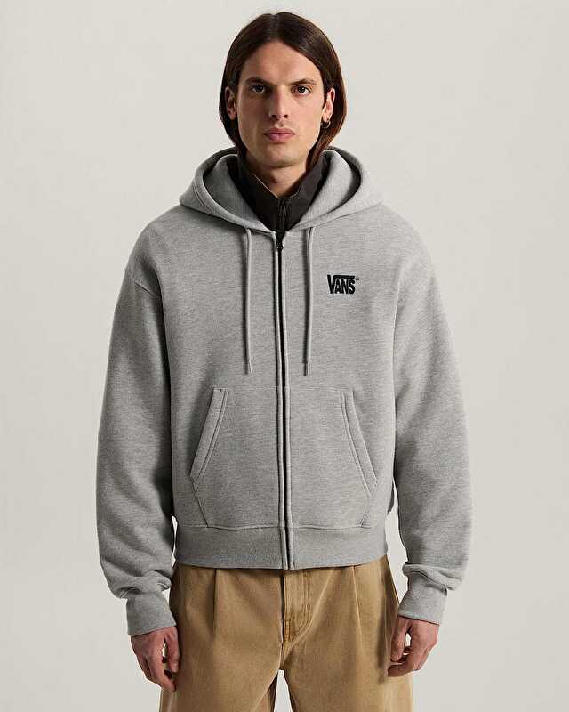 STRETCH LOGO FERMUARLU SWEATSHIRT Cement Heather