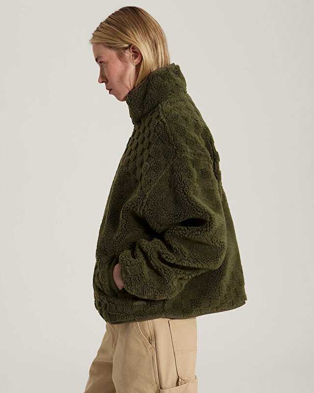 QUEENS HIGH PILE CEKET Mossy Olive