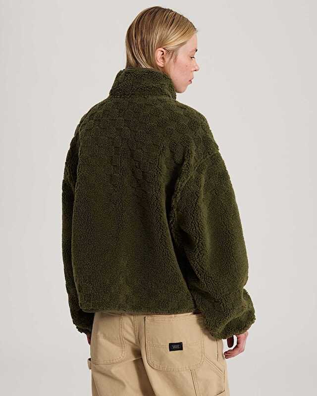 QUEENS HIGH PILE CEKET Mossy Olive