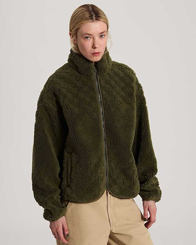 QUEENS HIGH PILE CEKET Mossy Olive