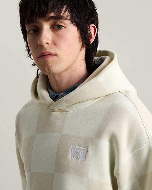 TONAL CHECK STRETCH LOGO KAPÜŞONLU ÜST Marshmallow