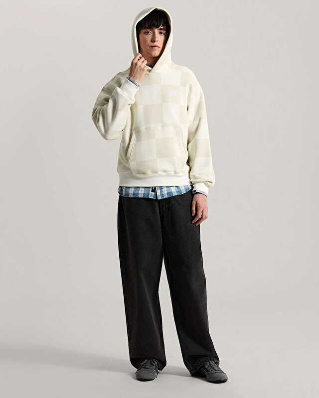 TONAL CHECK STRETCH LOGO KAPÜŞONLU ÜST Marshmallow