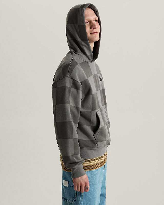 TONAL CHECK STRETCH LOGO KAPÜŞONLU ÜST Pewter