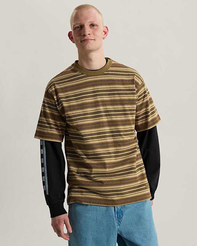 STRIPE RINGER LOOSE TİŞÖRT Olive Brown